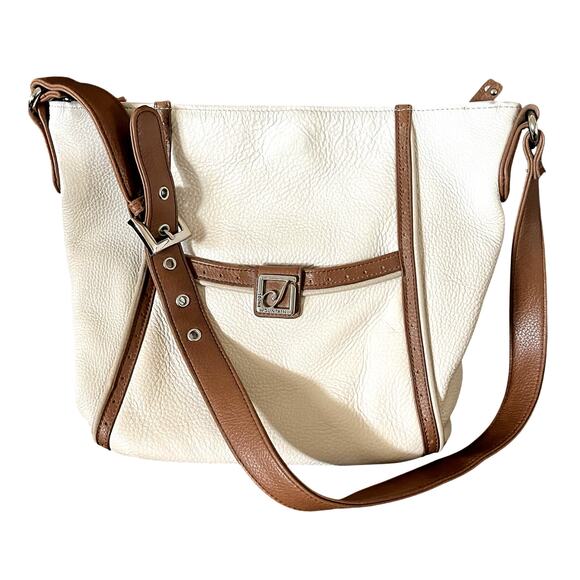 VTG Stone Mountain White Leather Shoulder Bag with Adjustable Strap - Picture 1 of 11